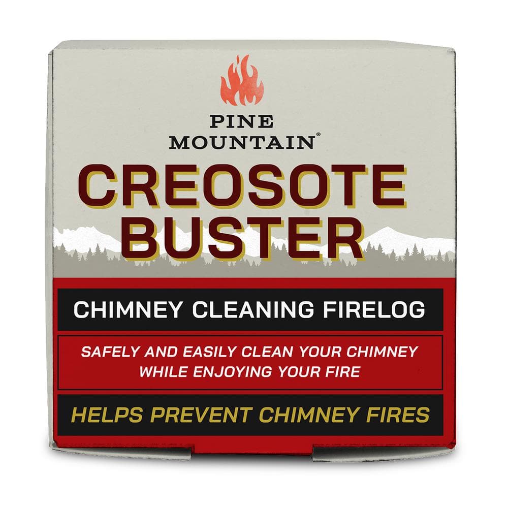 Pine Mountain Creosote Buster Chimney Cleaning Safety Fire Wax Log， Large， for Fireplaces and Wood Stoves (1-Pack) 41525-01500