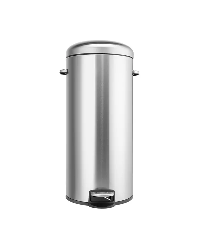 Mega Casa 8 Gal. 30 Liter Stainless Steel Round Shape Step-on Trash Can for Kitchen