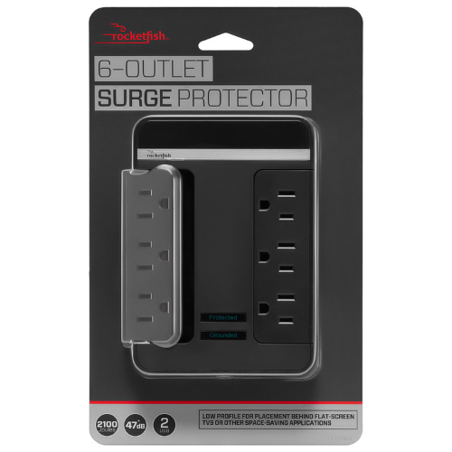 Rocketfish RF-HTS1615 6-Outlet/2-USB Swivel Wall Tap Surge Protector Black