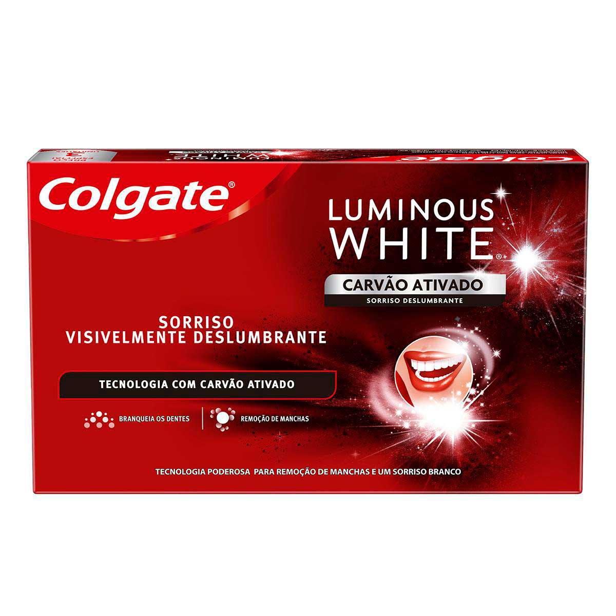 Creme Para Clareamento Dental Colgate Luminous White Carvao Ativado 3 unid 70g Promo Preco Especial