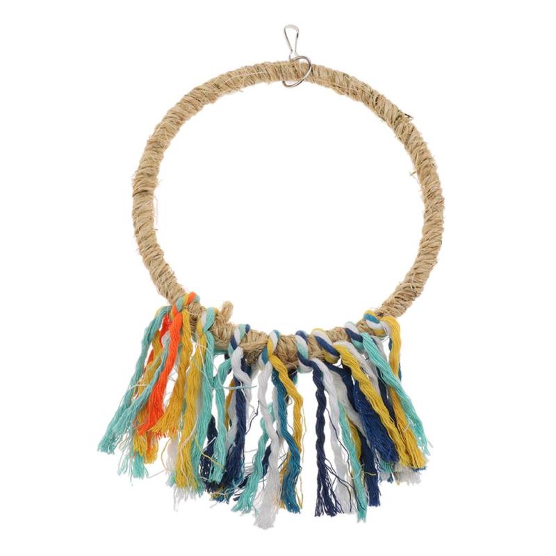 Bird Rope Perch Cage Chew Toys Parrot Natural Cotton Cotton Braided Fetch Swing Climbing Standing Bar B