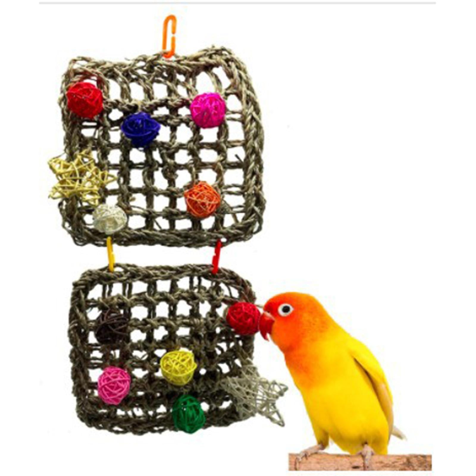 Large Medium Parrot Chewing Toys Cage Bite Rattan Swing for Bird Climbing Parrots Parakeet African Grey Macaws Parakeet