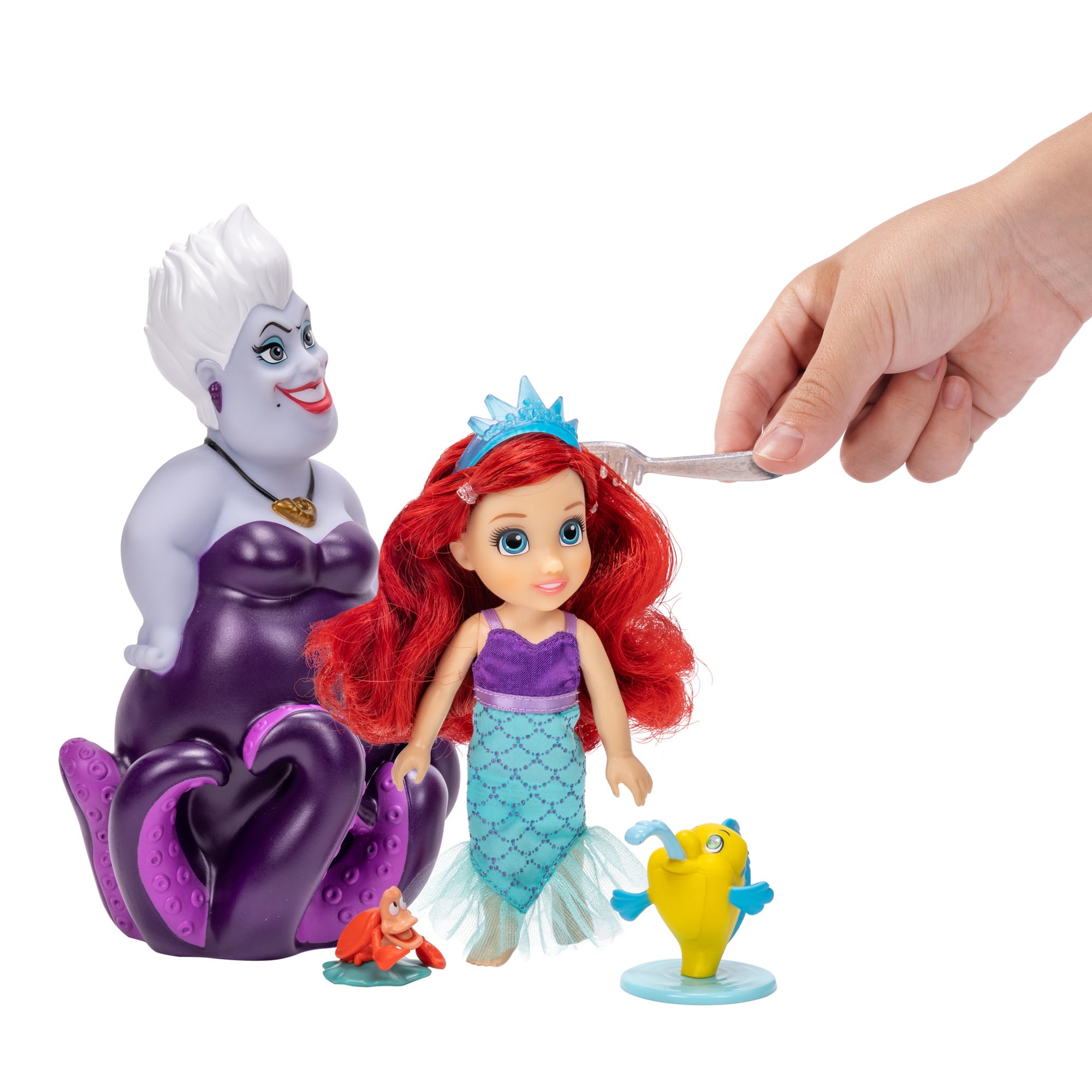 Disney Princess the Little Mermaid Ariel and Ursula 6 inch Fashion Doll Gift Set with Flounder and Sabastian