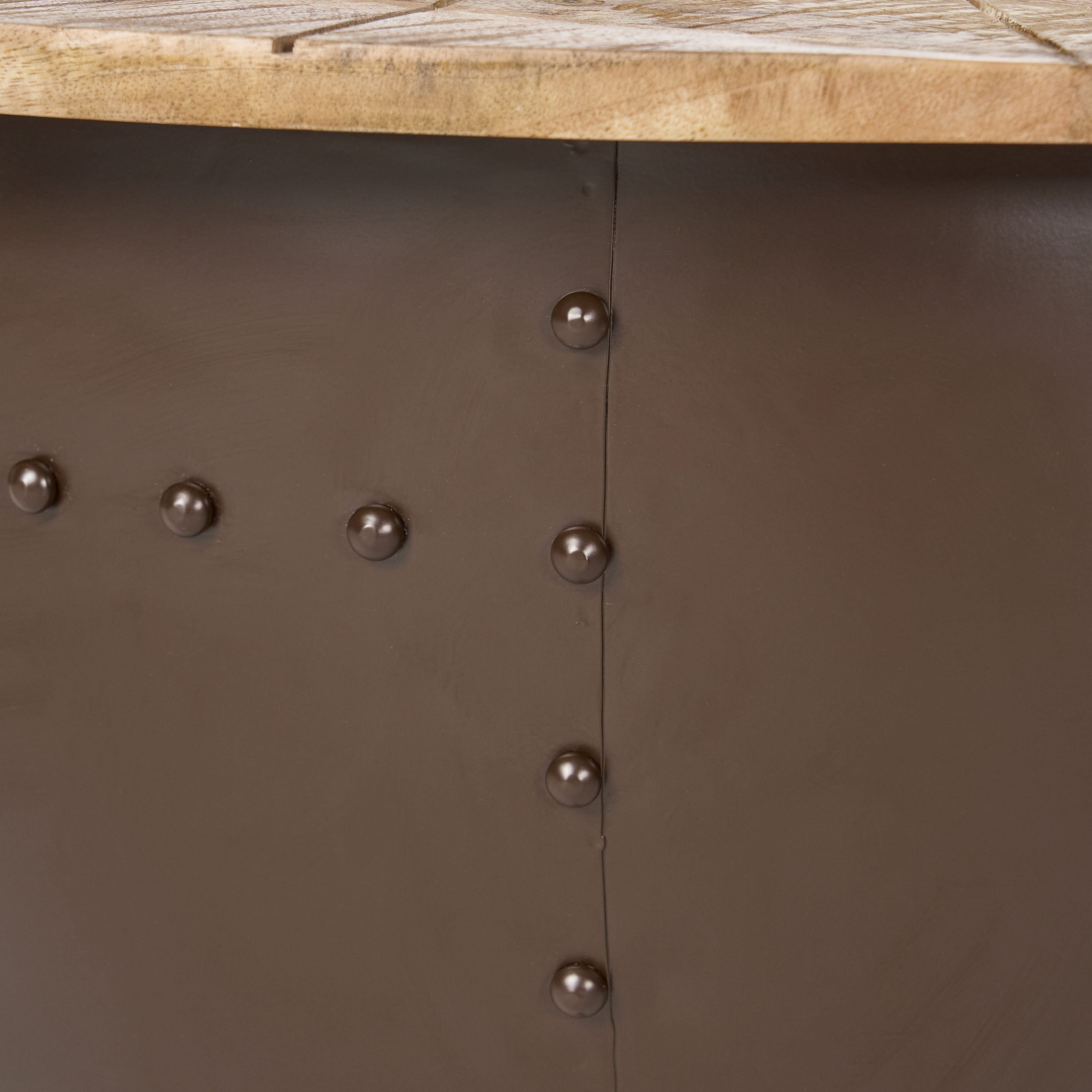 Absecon Handcrafted Boho Mango Wood and Iron Accent Table