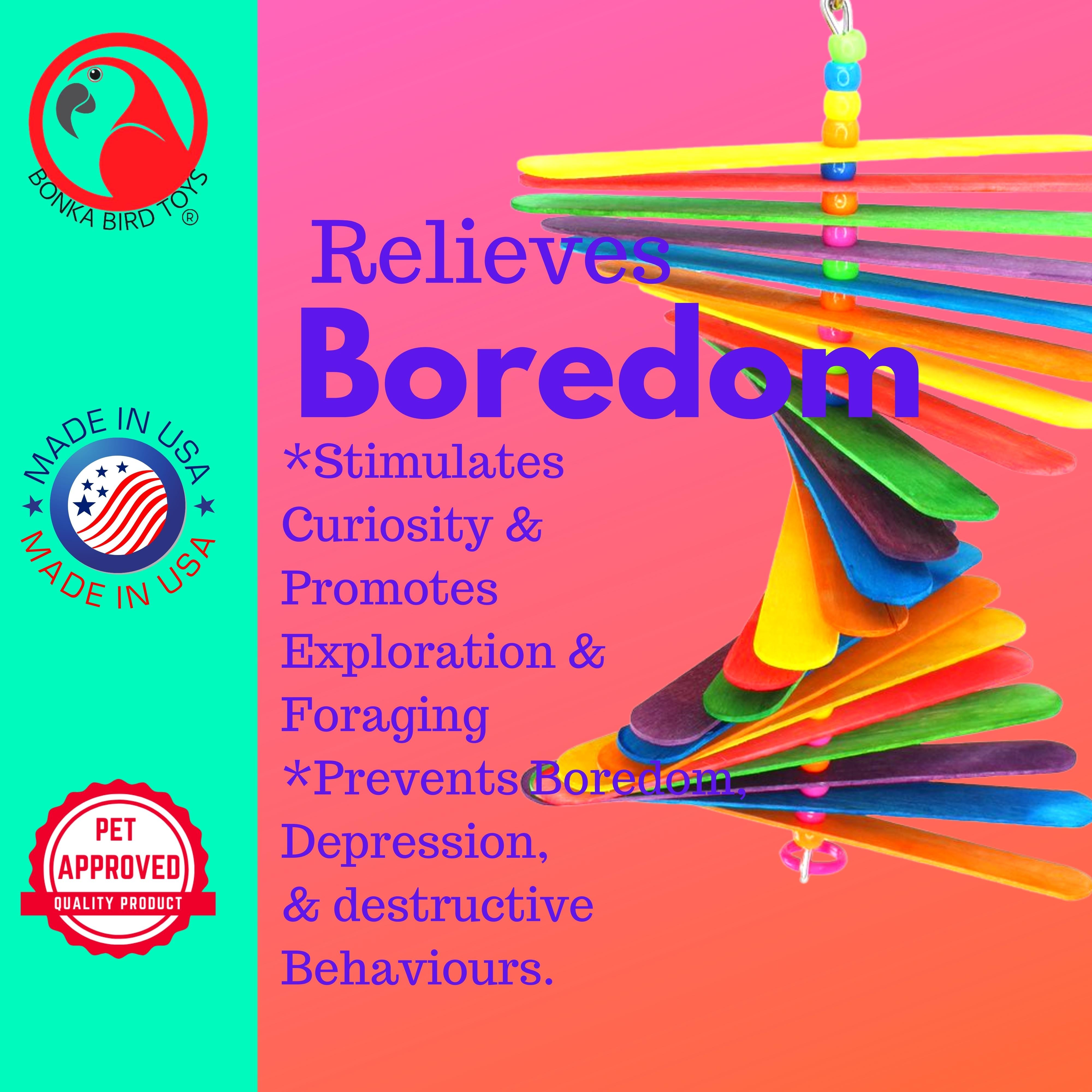 Bonka Bird Toys 867 Big Stick Colorful Wood Chew Beak Parrot Parrotlet Budgie Macaw African Grey