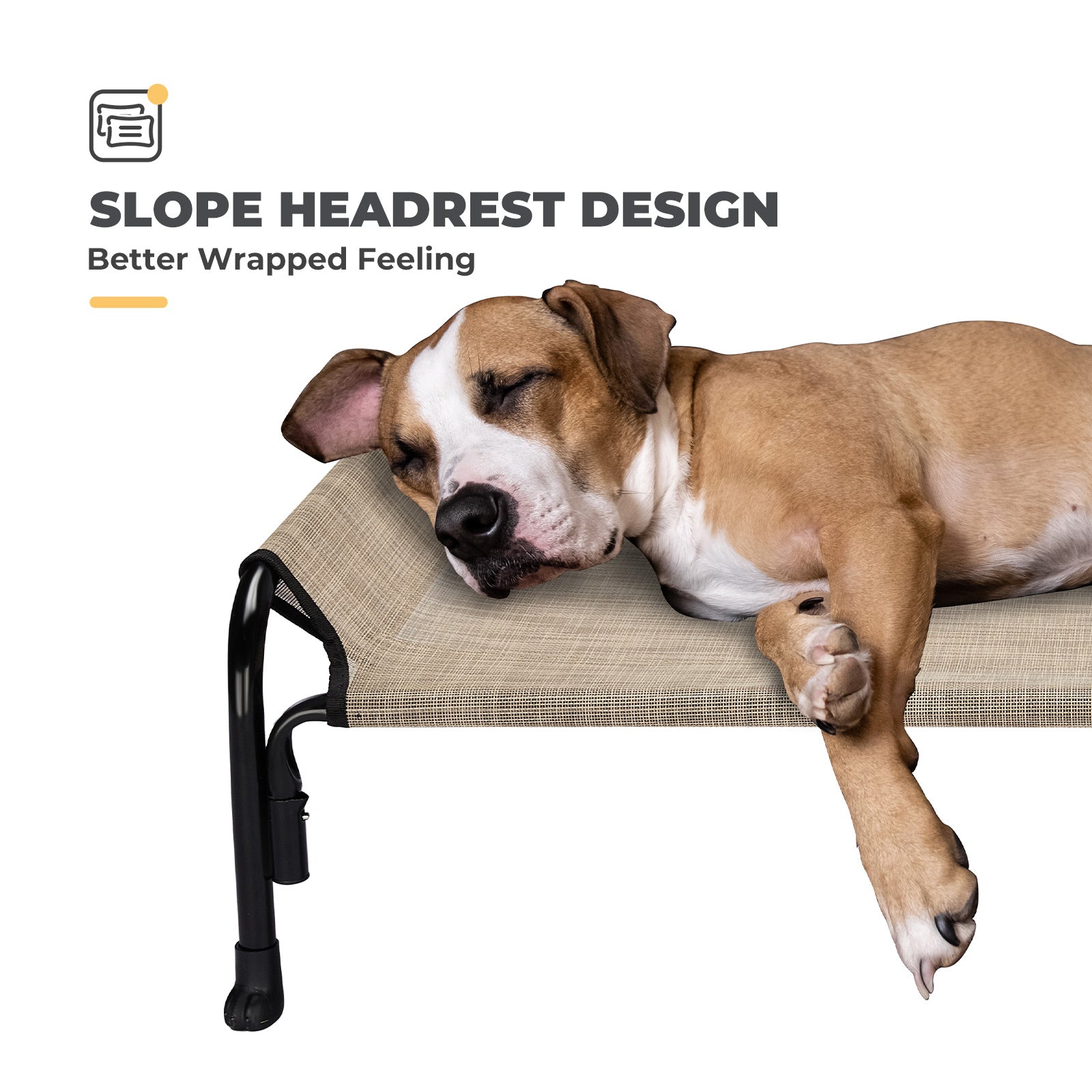 Veehoo Cooling Elevated Dog Bed， Chew Proof Dog Cot with Washable Mesh， Large， Beige Coffee