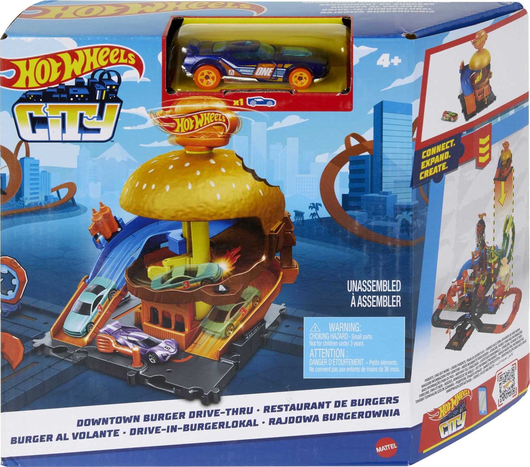 Hot Wheels City Burger Drive-Thru Playset and 1:64 Scale Toy Car