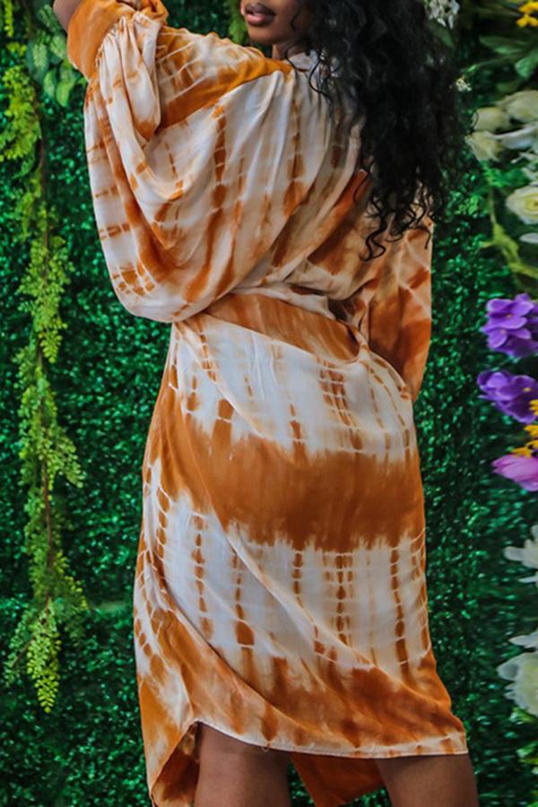 Tie-dye Print Irregular Shirt Dress