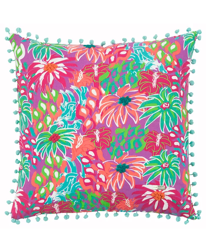 Rizzy Home Simply Southern Floral Decorative Pillow， 18
