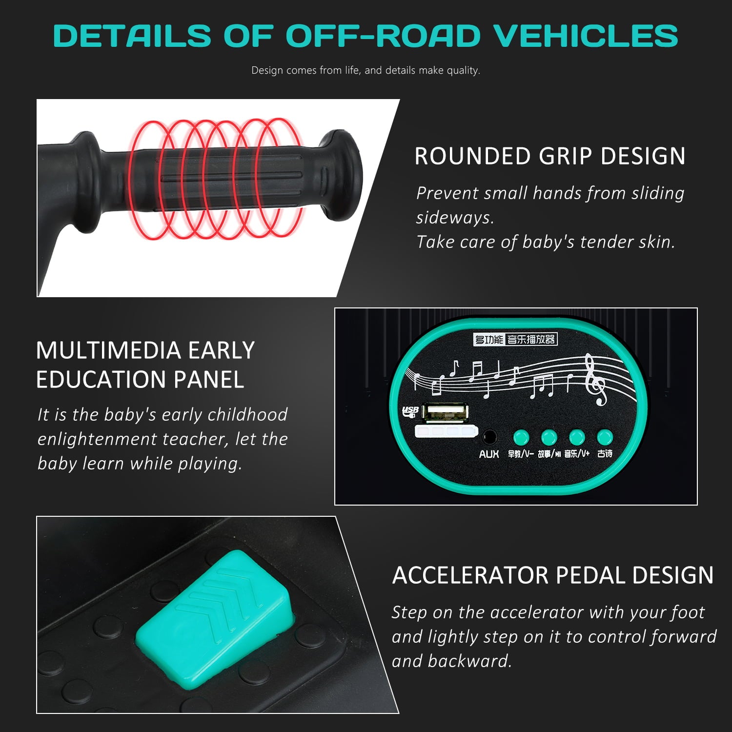 Werseon Kids Ride On ATV，Electric 4-Wheeler Car，6V Battery Powered Electric Vehicle with LED Lights， Green