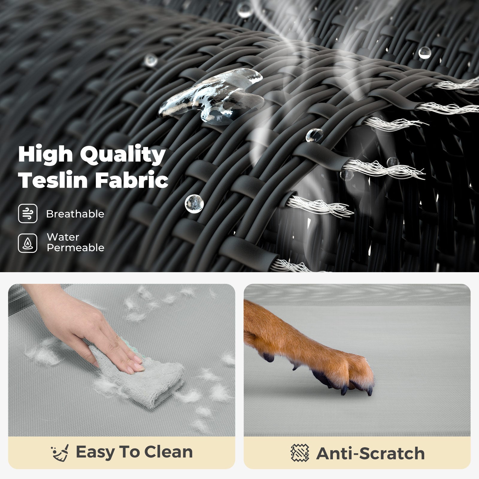 Veehoo Cooling Elevated Dog Bed， Chew Proof Dog Cot with Washable Mesh， Medium， Grey