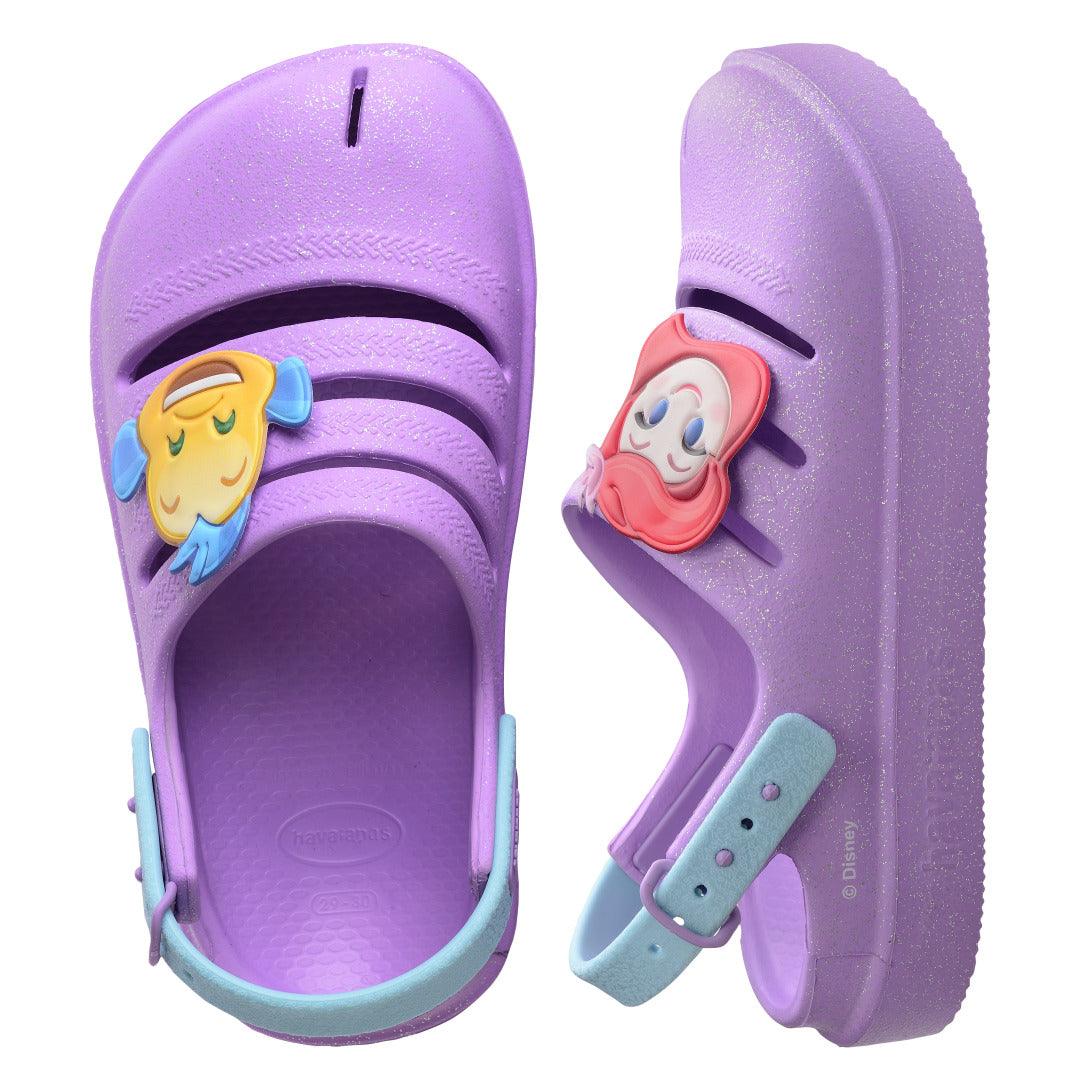 Chinelo Clog Havaianas Infantil Princesa Ariel Roxo