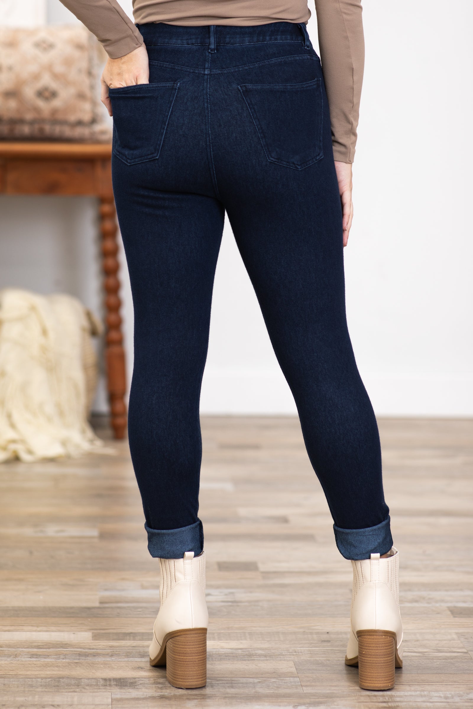 Dark Wash Cotton Stretch Jeggings