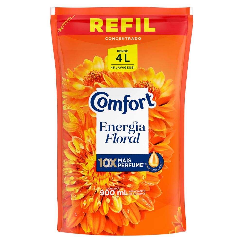 Amaciante de Roupa Concentrado Energia Floral Comfort Sache 900ml Refil