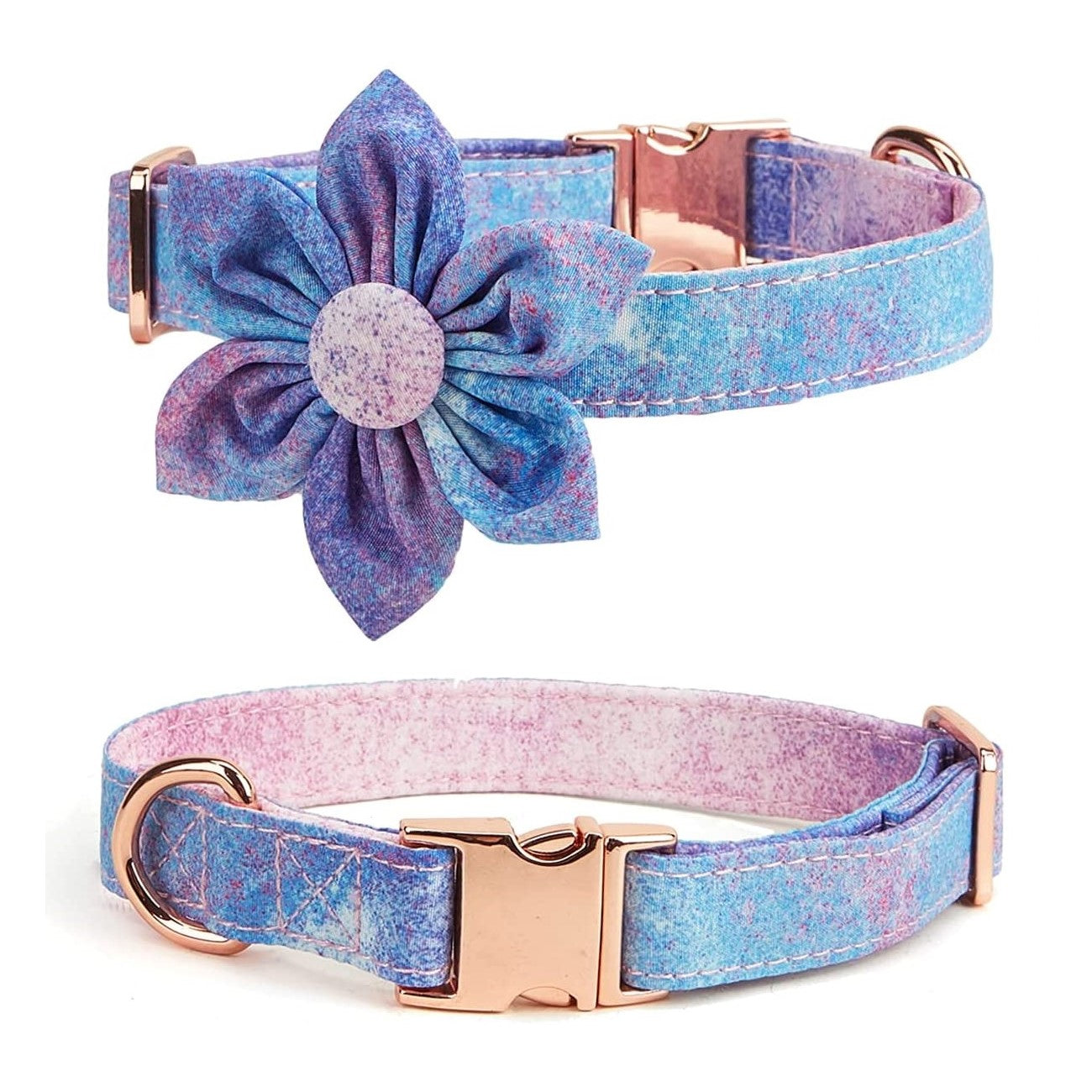 DUAIU Dog Collar Floral Dog Collar for Soft Comfy Pet Collars with Safety Buckle Detachable Flower and Knotbow Adjustable Dog Collars for Small/Medium/Large Dog/Girl Dog/Boy Dog (L)