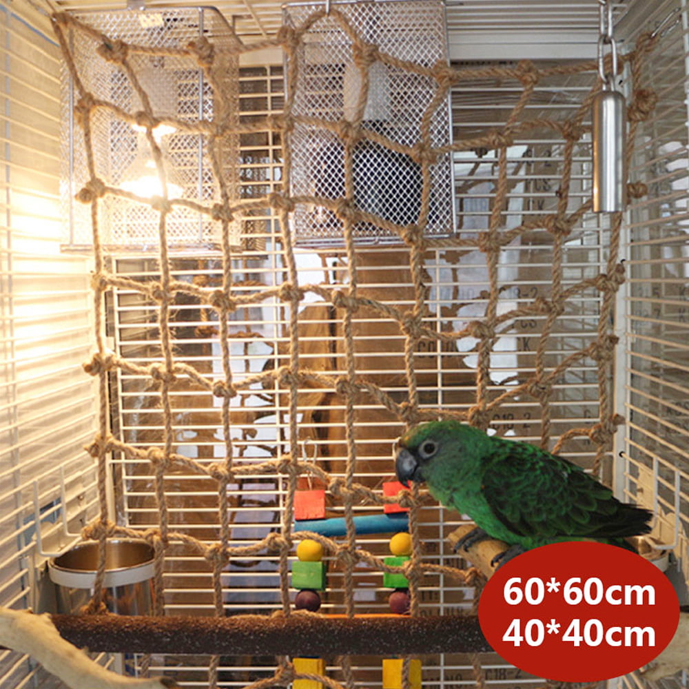 Willstar Parrot Bird Climbing Net Cotton Rope Cage Wood Hemp Rope Ladder Toy Hanging Swing Net Parrot Perch Hammock Toy Decor