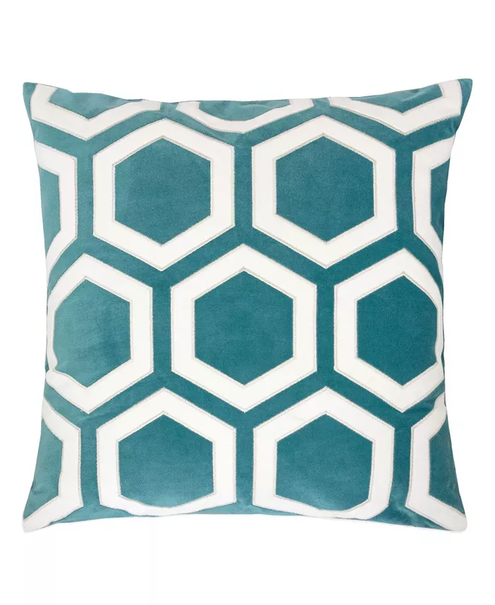 Homey Cozy Sadie Applique Velvet Square Decorative Throw Pillow