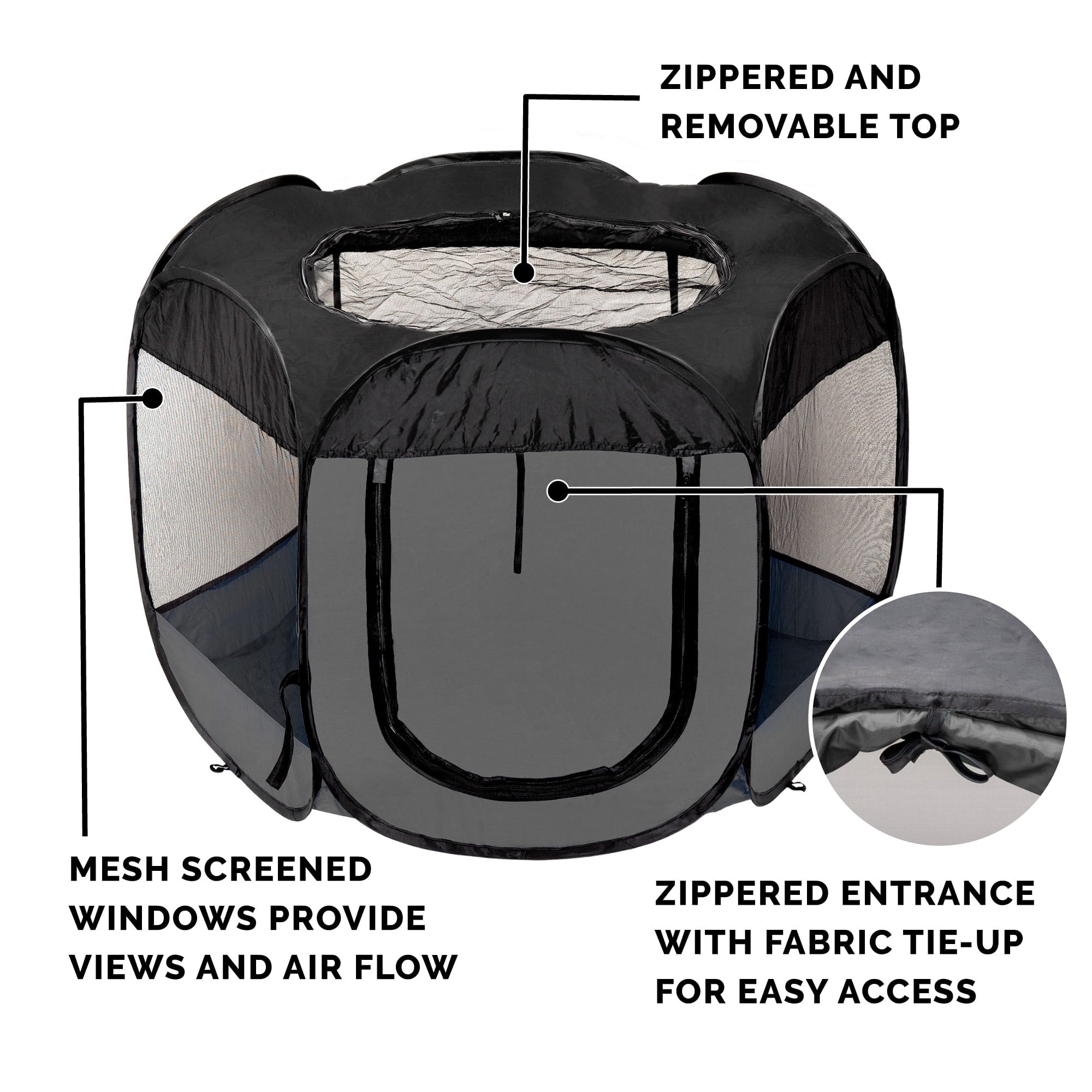 FurHaven Pet Playpen | Mesh Open-Air Dog Playpen， Gray， Small