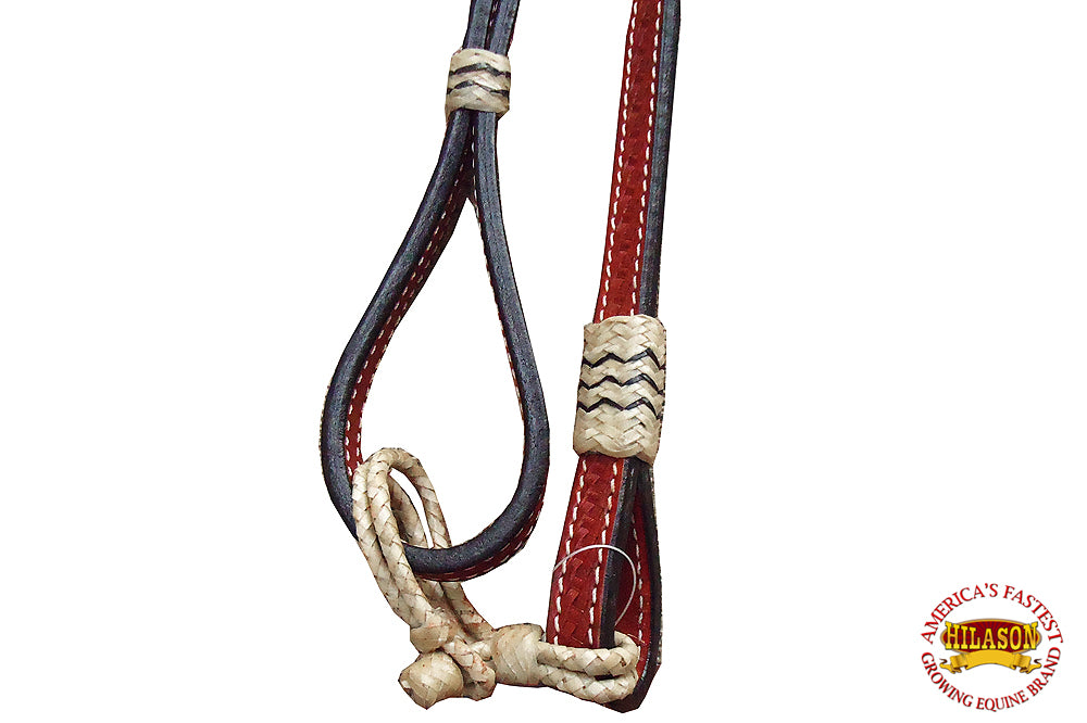 62BH New Hilason Western Rawhide Braided Leather Show Rommel Romel Romal Reins Horse