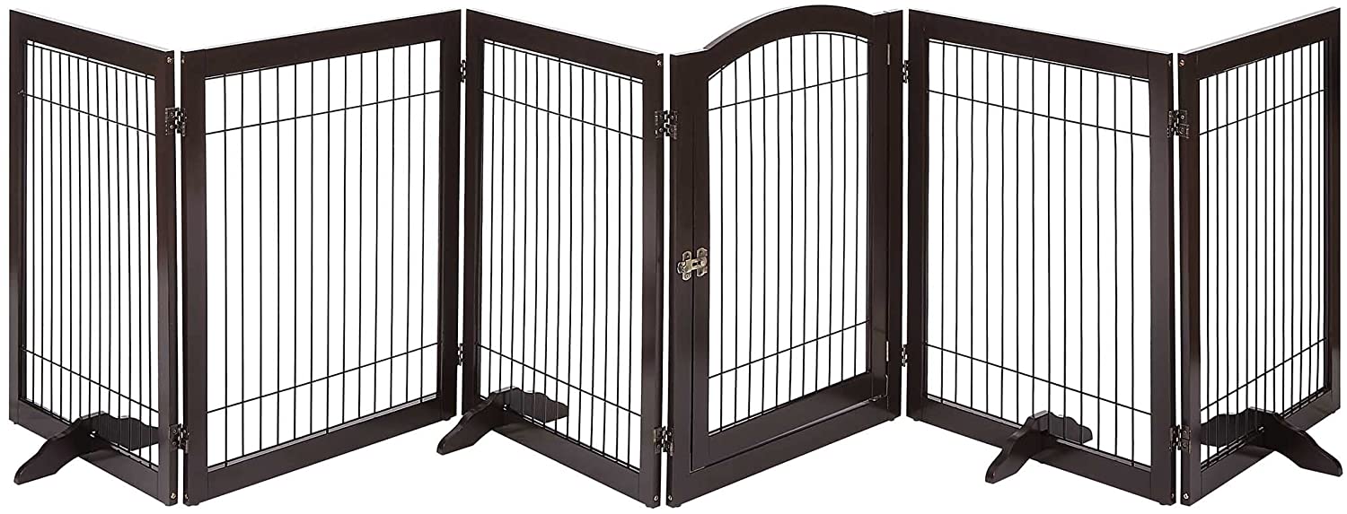 Unipaws Support Feet for Wooden Pet Gate， Freestanding Dog Gate， Set of 2， Design for 0.71 inches Thickness Panel，Espresso