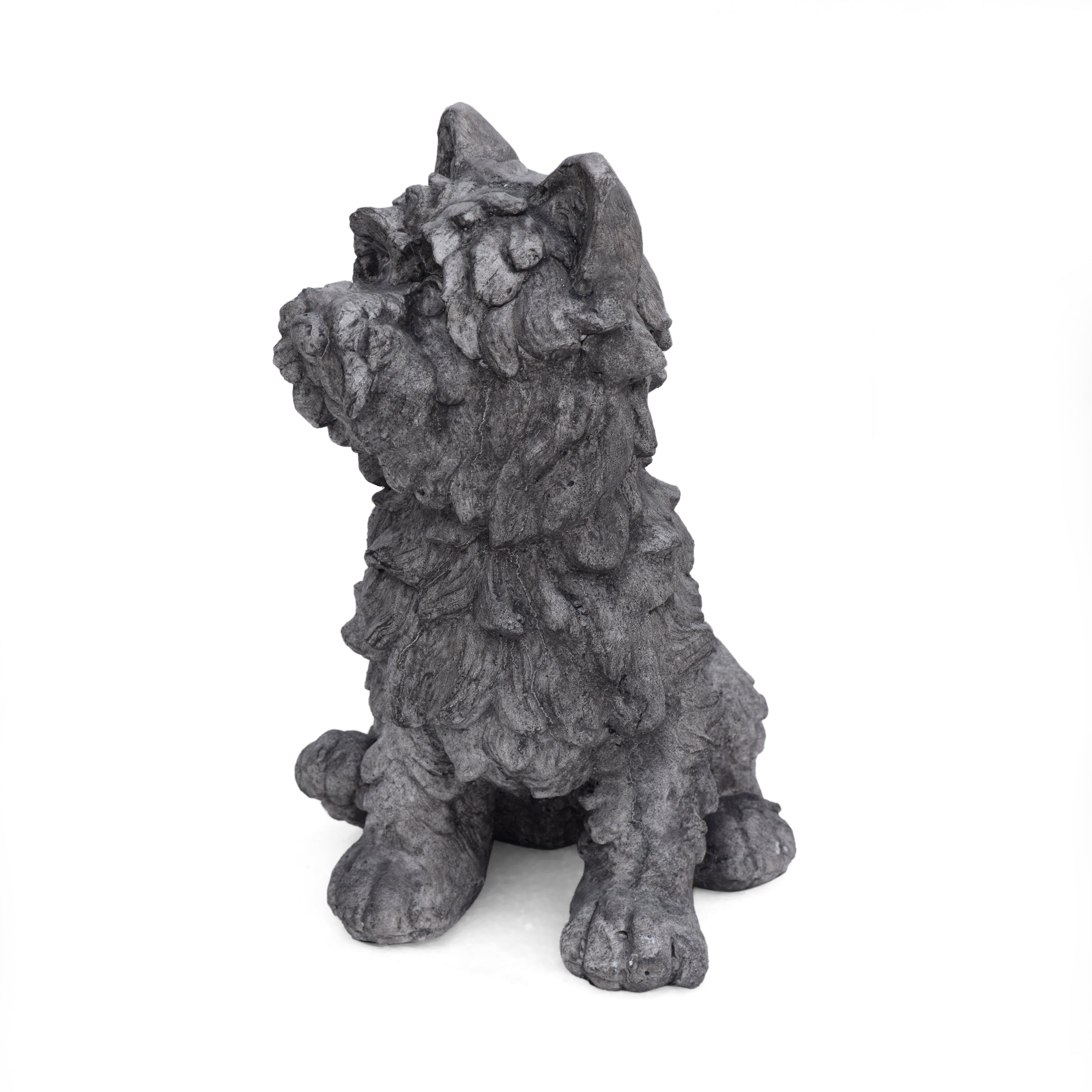 Seth Outdoor Terrier Dog Garden Statue, Antique Gray Finish