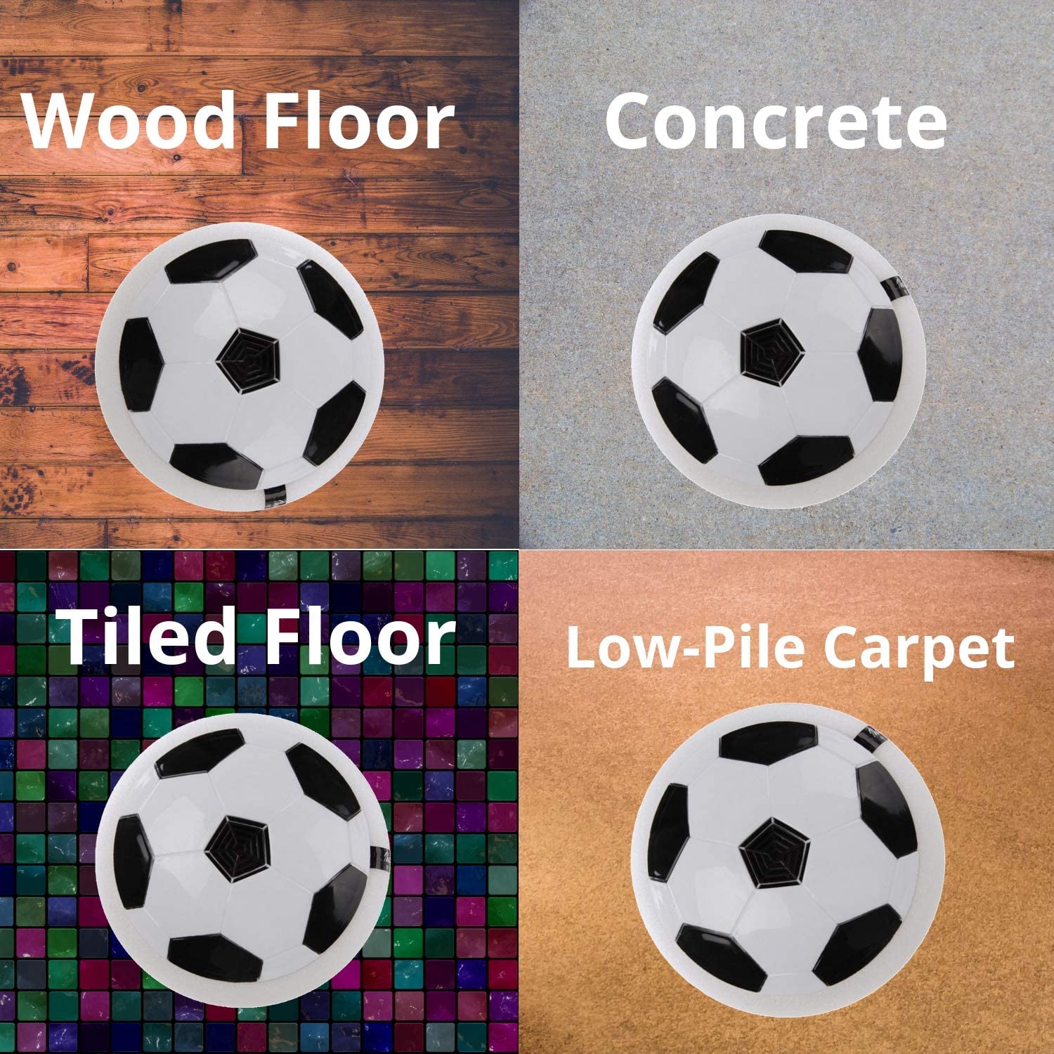 Air Power Soccer Football Hover Disc Toy with Foam Bumpers and Light-Up LED Lights， Kids Sports Ball Game for Indoor and Outdoor Play， Gift for Children