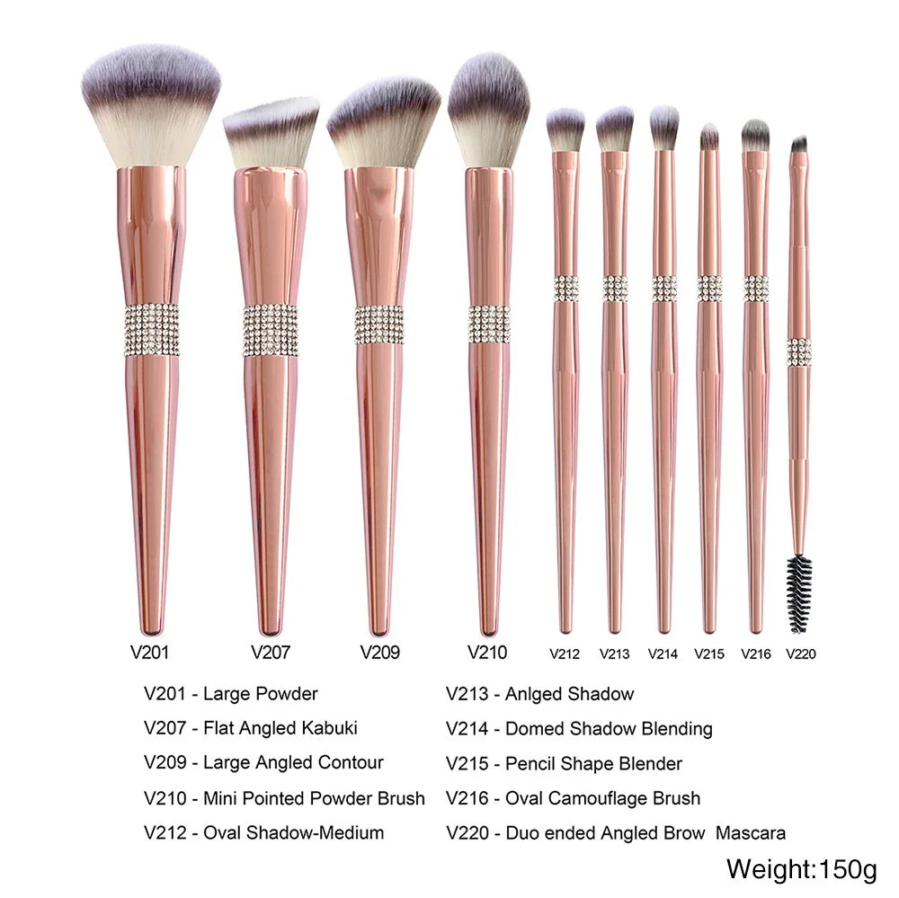 10 pcs Diamond Professional Eye Makeup Brushes Set