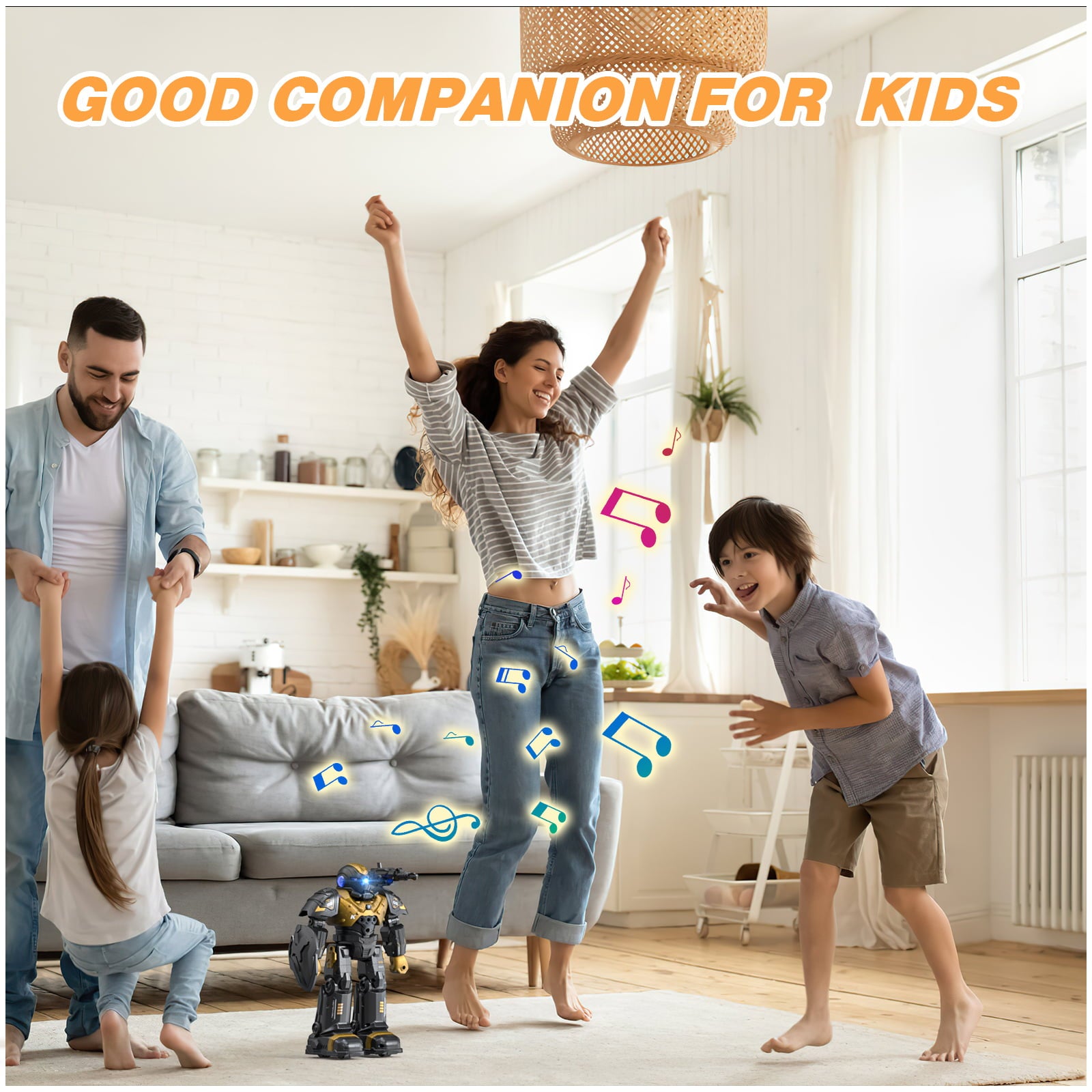 Febfoxs RC Toy Robot， Kids Smart RC Robot Toy Mini Robot Talking Singing Dancing Interactive Touch Sensor Infant Toddler Children Robotics with Remote Control for Kids 3-10 Years， Gold