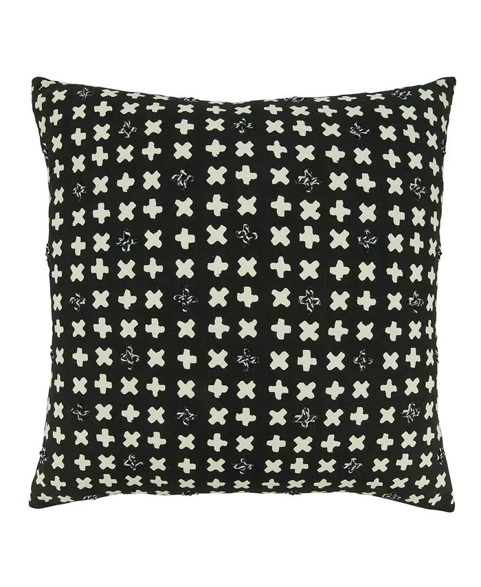Saro Lifestyle Embroidered Crosses Design Poly Filled Decorative Pillow， 20
