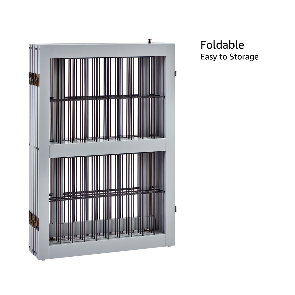 Unipaws Freestanding Wire Pet Gate， Playpen for Dogs with Walk Through Door and 4 Support Feet， Portable Puppy Exercise Pen Dog Fence