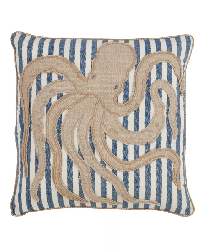 Saro Lifestyle Octopus Striped Decorative Pillow， 18