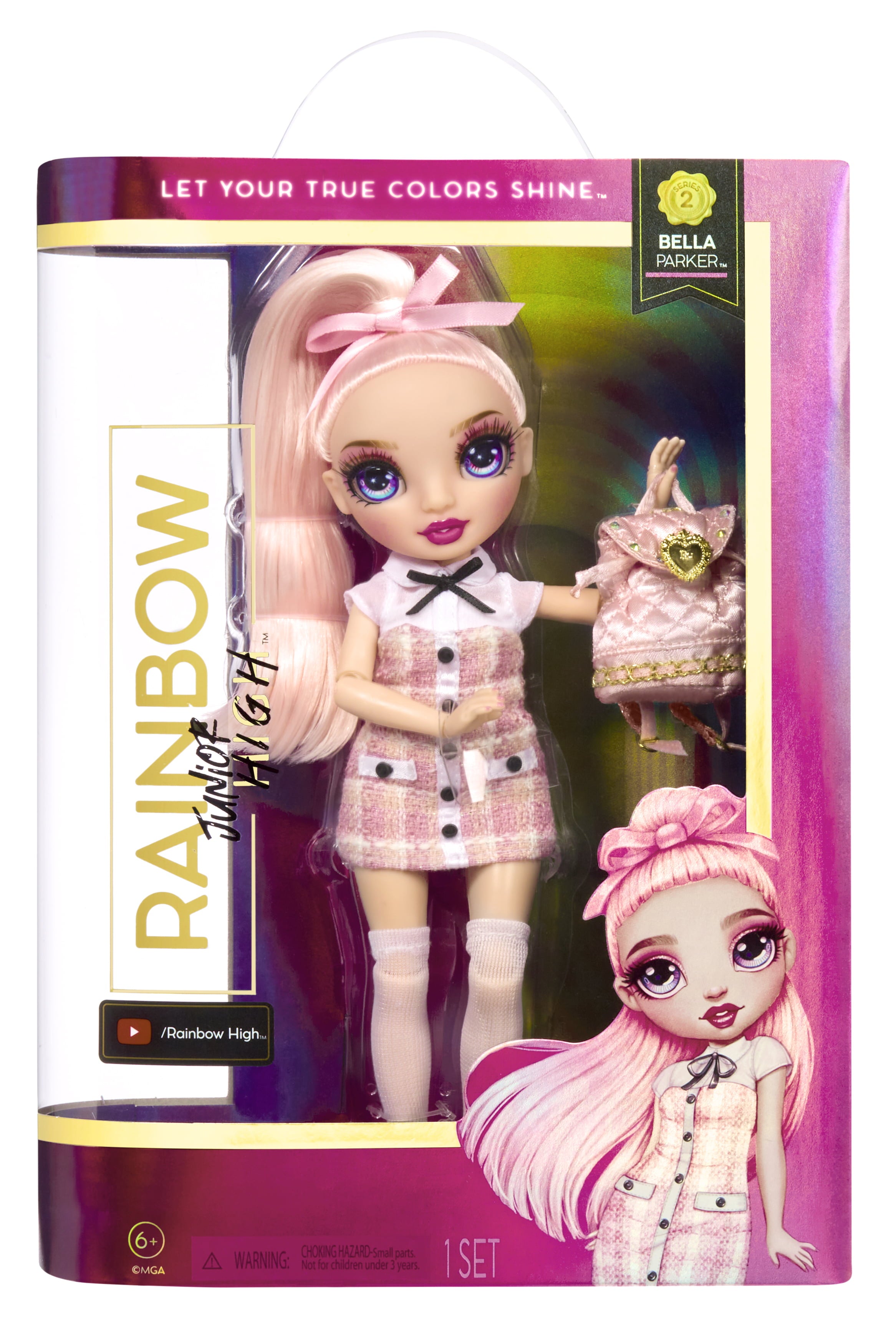 Rainbow High Jr High Bella Parker- 9-inch PINK Fashion Doll with Doll Accessories- Open and Closes Backpack. Great Gift for Kids 6-12 Years Old and Collectors