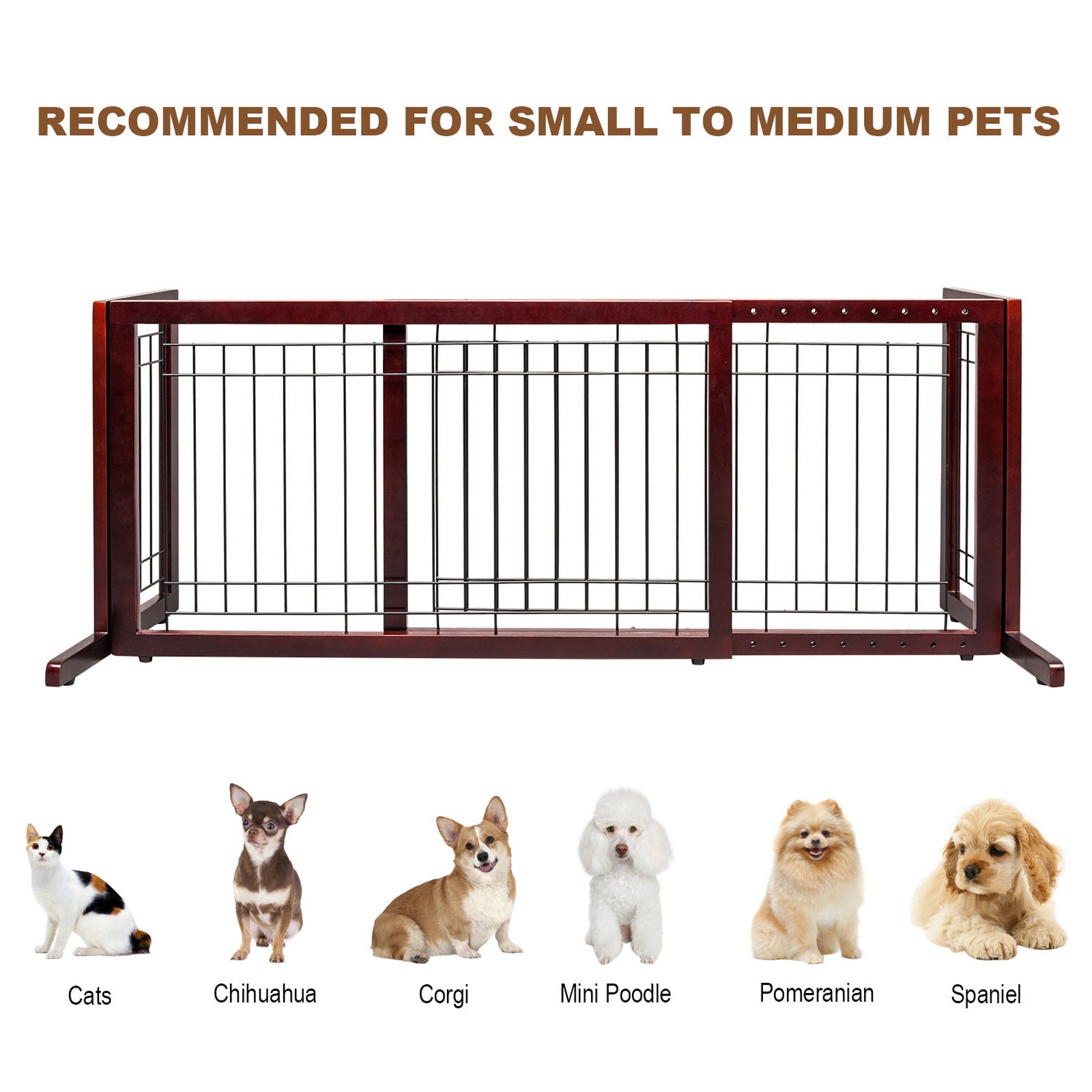 VINGLI Free Standing Pet Gates for Dogs Indoor Dog Fence， Solid Wooden Dog Gates for The House，Doorways and Stairs， Doggie Gates for Indoors