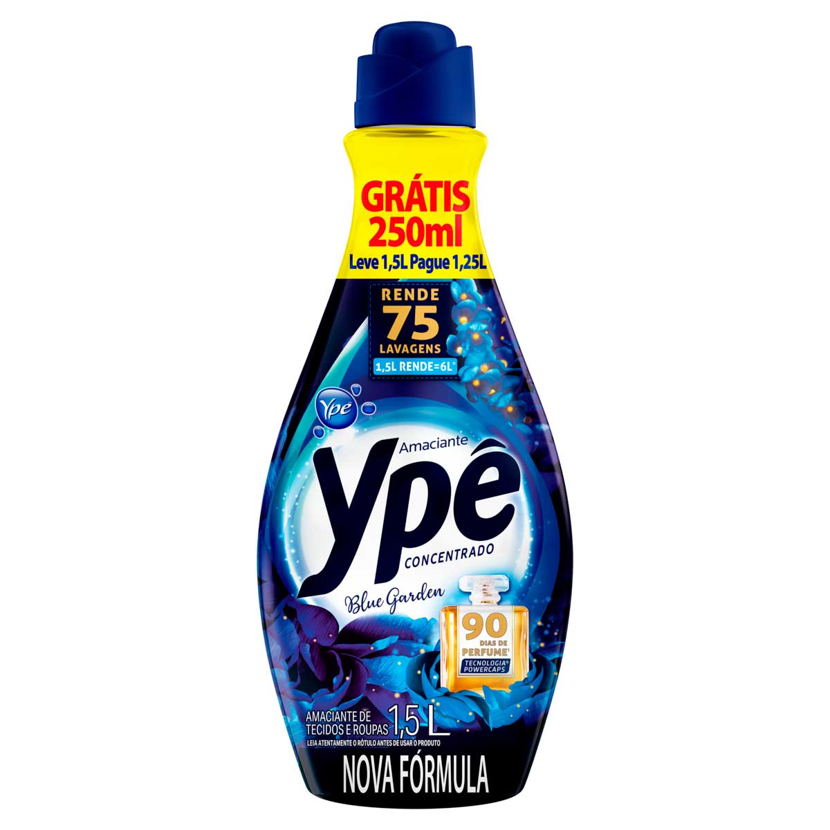 Amaciante de Roupa Concentrado Blue Garden Ype Frasco Leve 1,5l Pague 1,25l