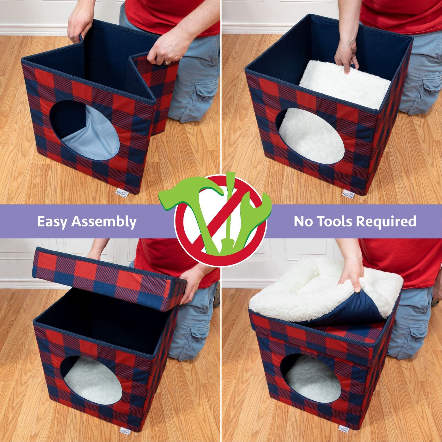 Kitty City Holiday Plaid Folding Cat Bed