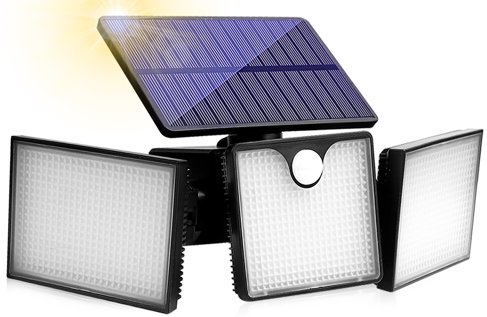 Ucgg Solar Light Outdoor， 1050Lm 299 LED Solar Flood Lights Adjustable 3 Head 270° Lighting with Motion Sensor， IP65 Waterproof for Porch Yard Exterior Wall -1Pack