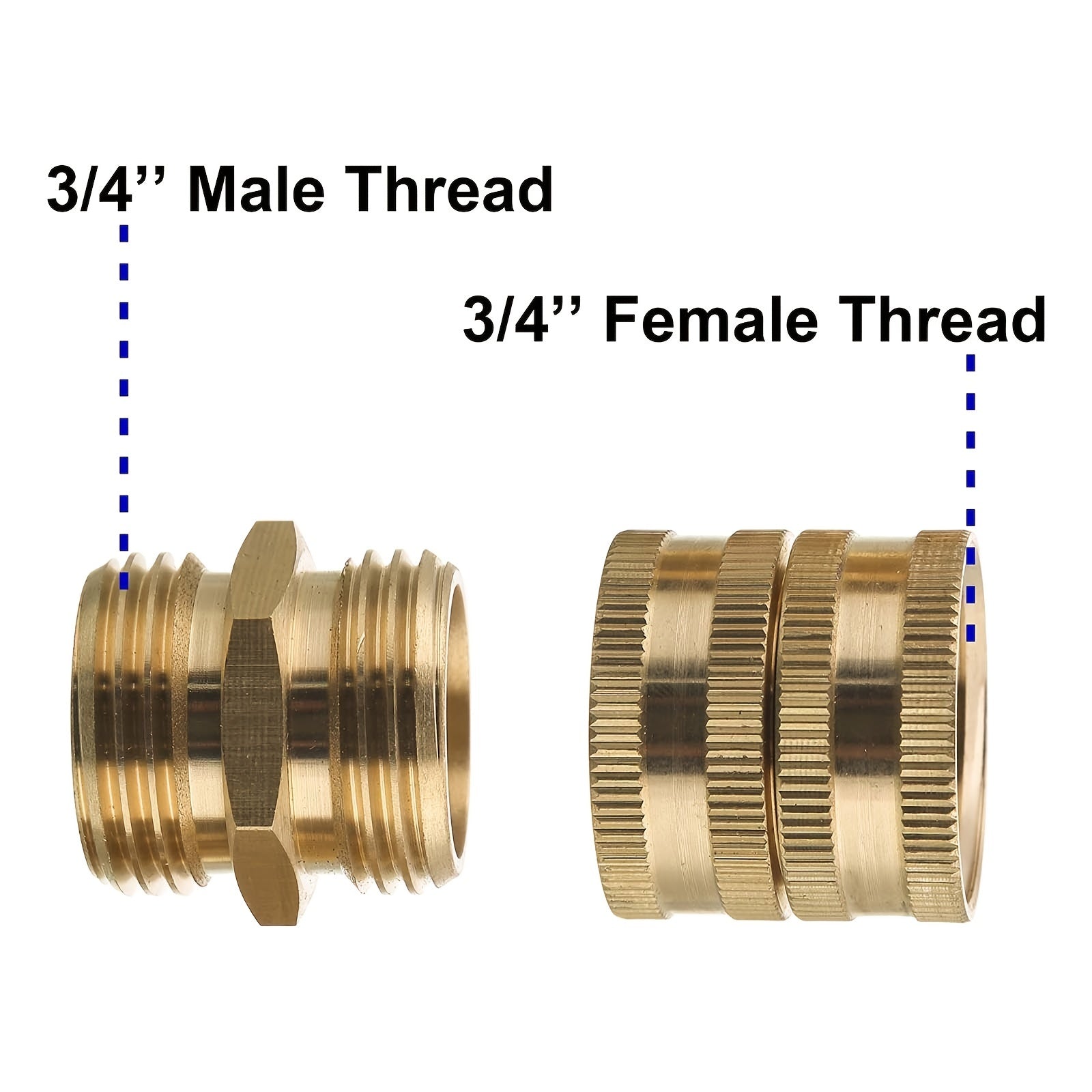 4Packs Garden Hose Adapter  3/4” GHT Thread Brass Garden Hose Connector Include Double Female Dual Swivel And Double Male