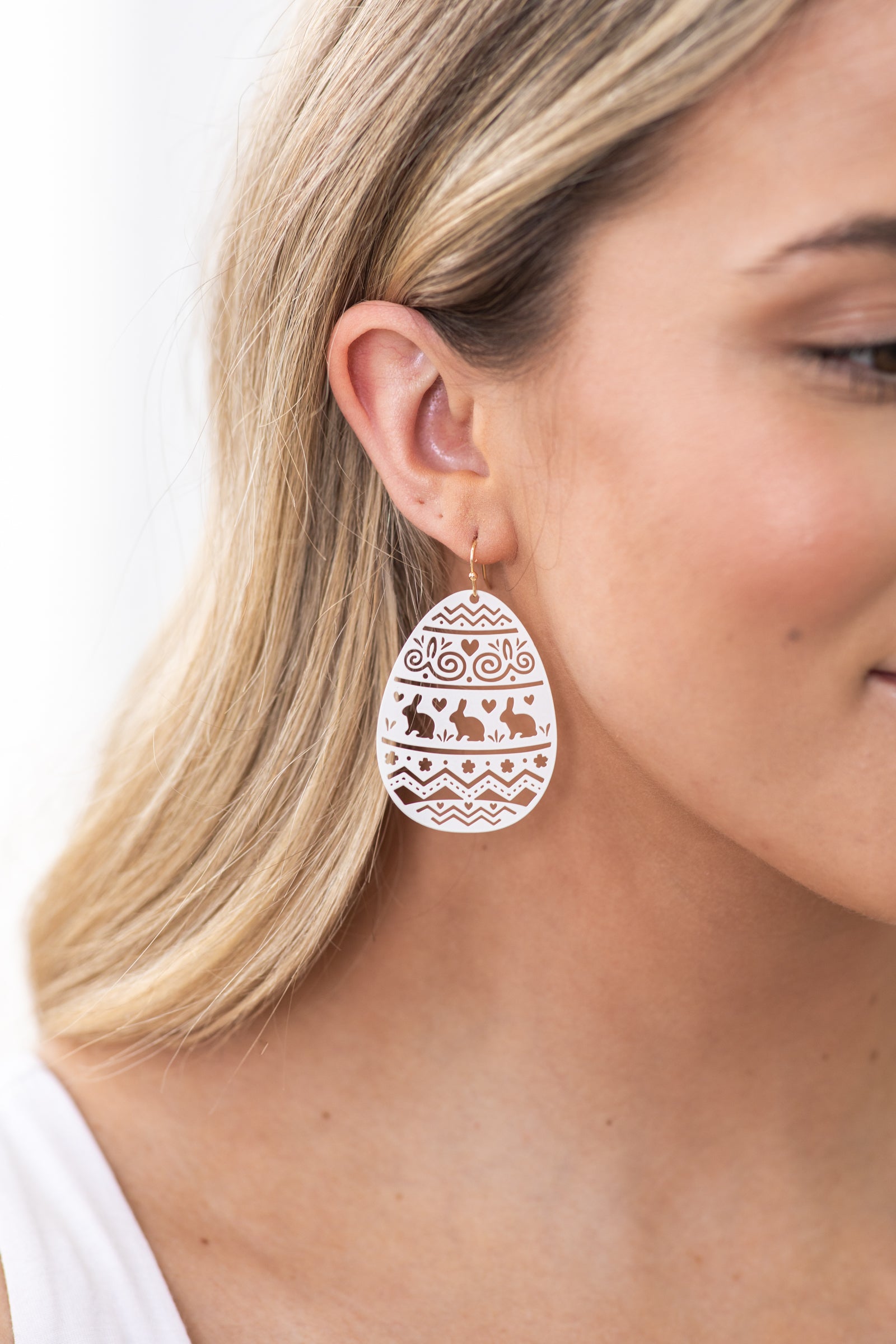 White Easter Egg Earrings