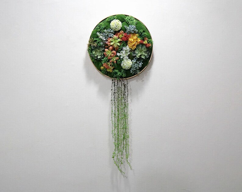 Artificial Succulent And Plant Wall Art, Fake Succulents In Frame, Fra