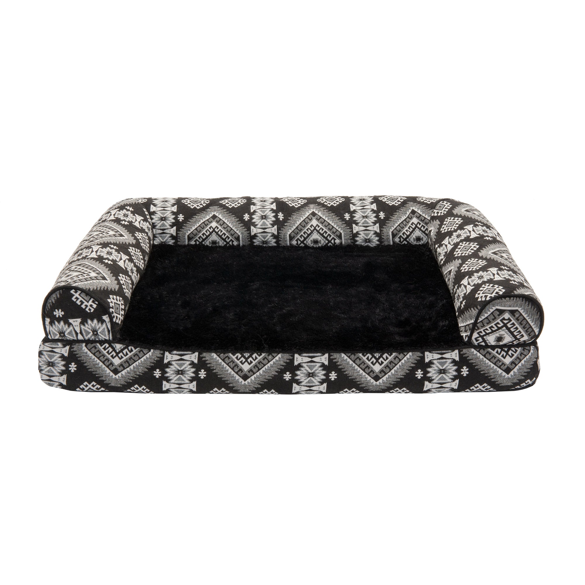 FurHaven Pet Product | Memory Foam Southwest Kilim Sofa Pet Bed for Dogs and Cats - Black Medallion， Medium