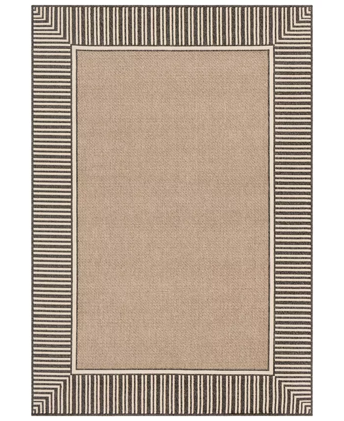 Surya Alfresco ALF-9684 Camel 6' x 9' Area Rug， Indoor Outdoor