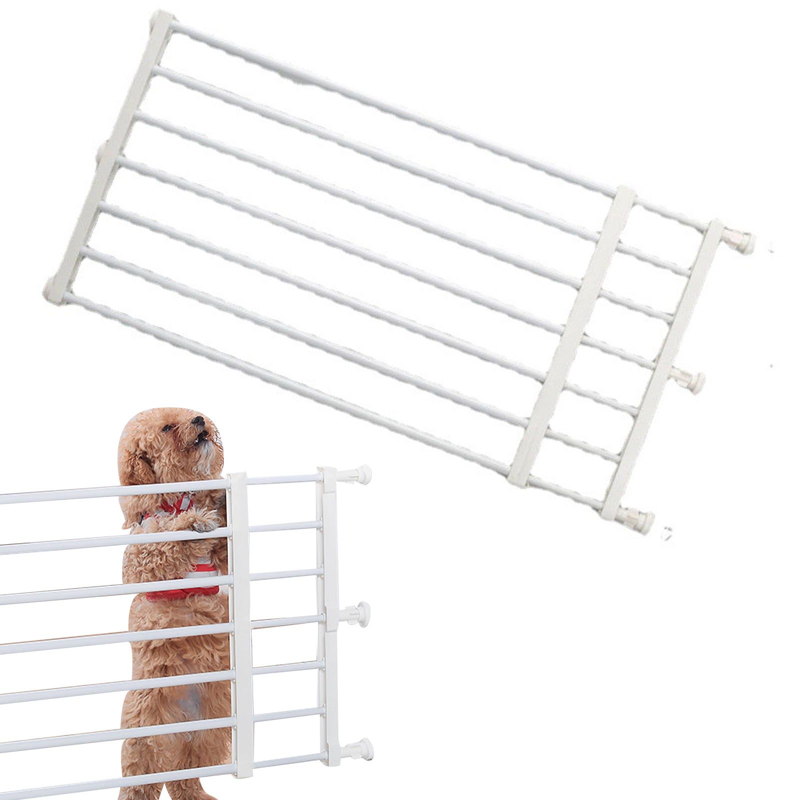 Metal Pet Gates - 22-39.37 Inch Extra Wide Pressure Mounted Dog Gate for Stairs Doorways - Pet Gate with Door Walk Through Easy Step NO Need Tools NO Drilling， Adjust Size (Black)