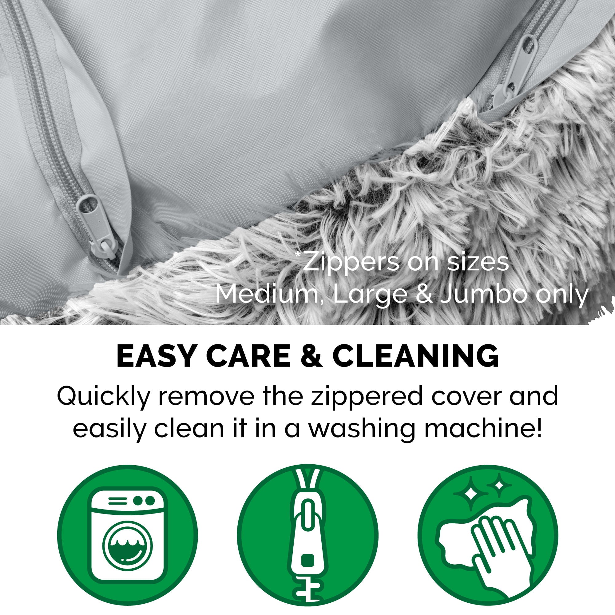 FurHaven | Calming Cuddler Long Fur Donut Pet Bed for Dogs and Cats， Mist Gray， Jumbo