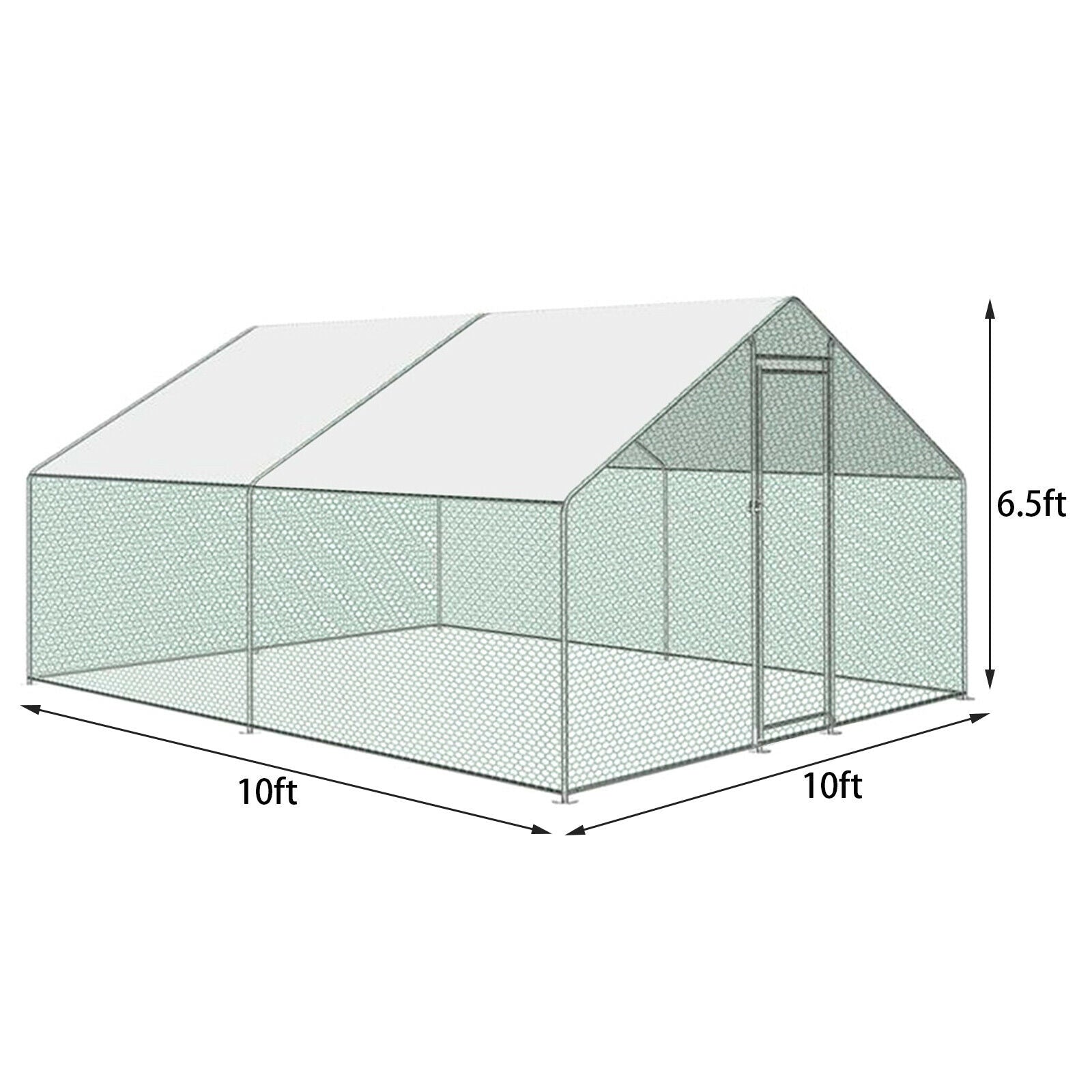 Large Walk in Chicken Run Coop Hen House Enclosure Backyard Poultry Cage Cover 10' x 10'