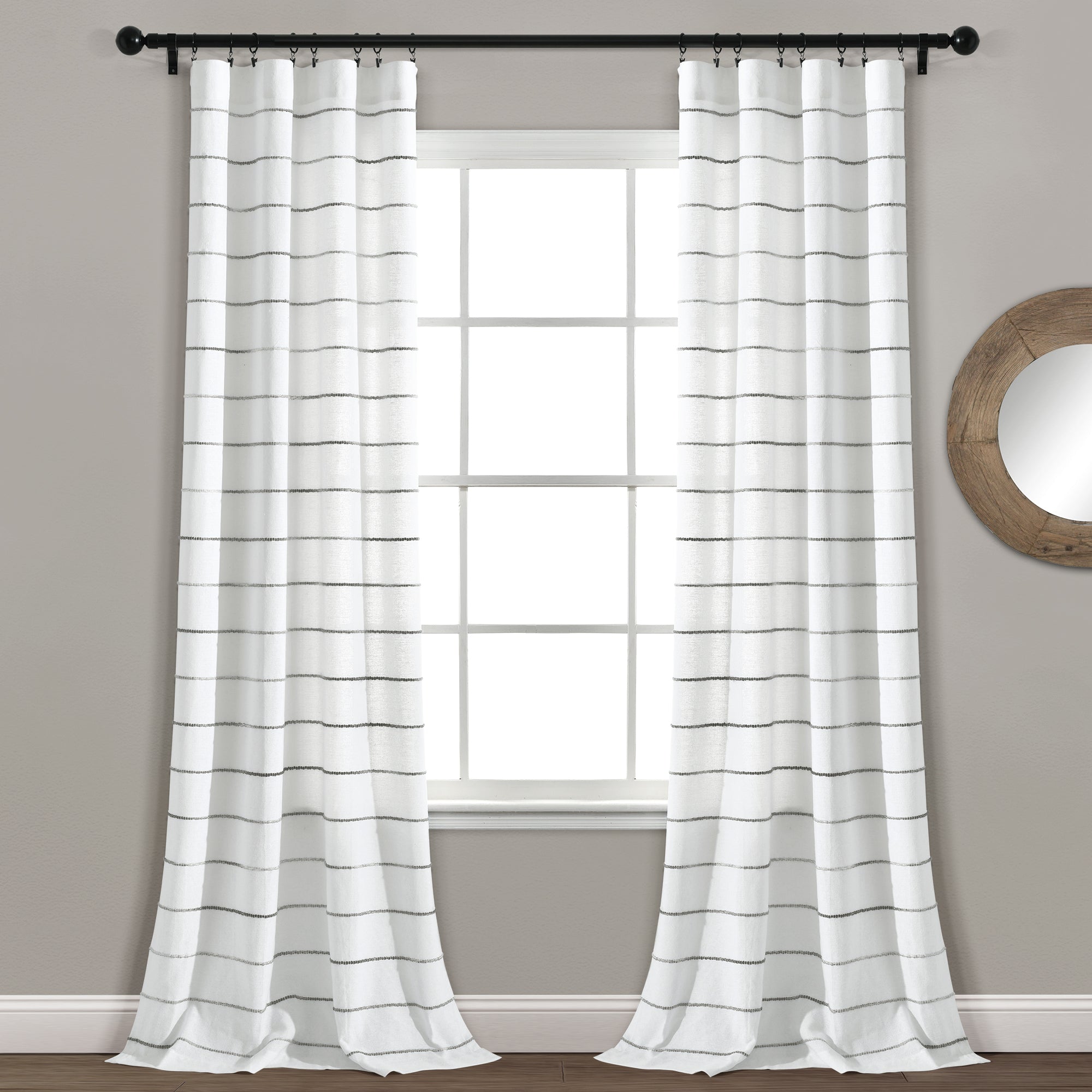 Ombre Stripe Yarn Dyed Cotton Window Curtain Panel Set
