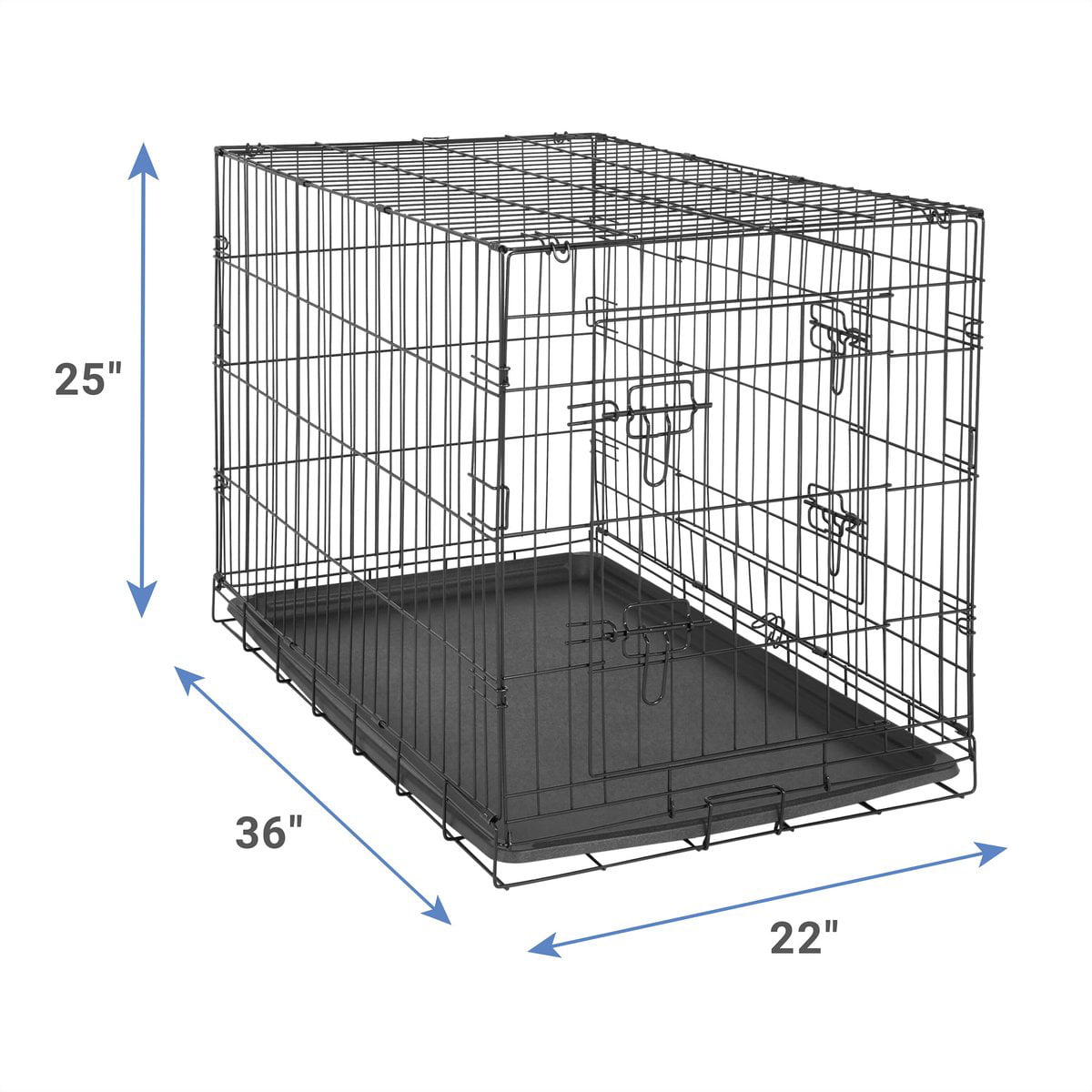 Paws and Pals Heavy Duty Foldable Double Door Dog Crate with Divider and Removable Tray (36-inch) (Medium)