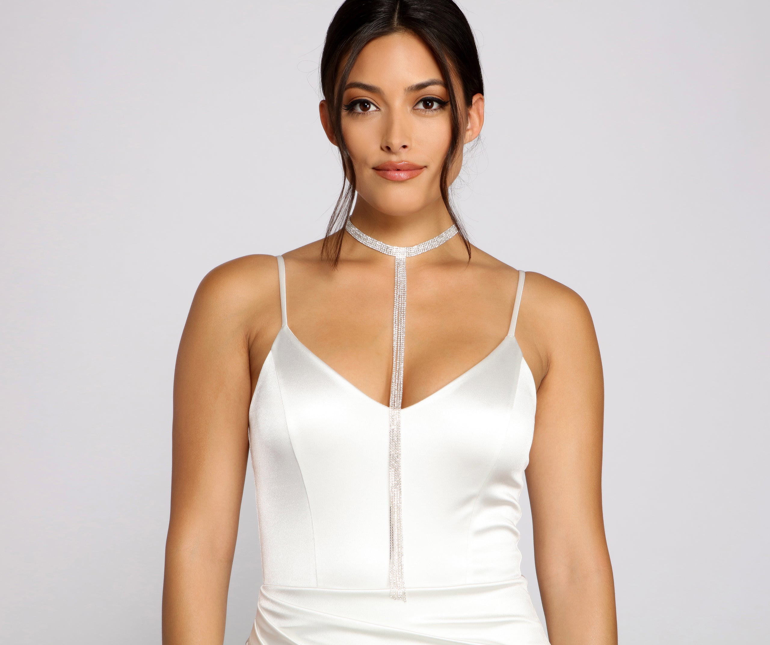 Five Row Rhinestone Fringe Choker