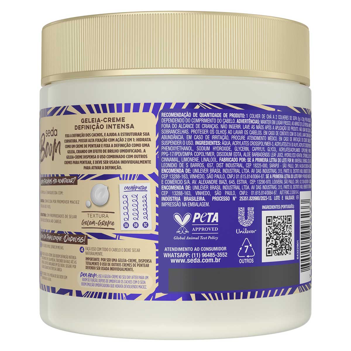 Geleia Creme 2 em 1 Seda Boom Definicao Intensa 500g