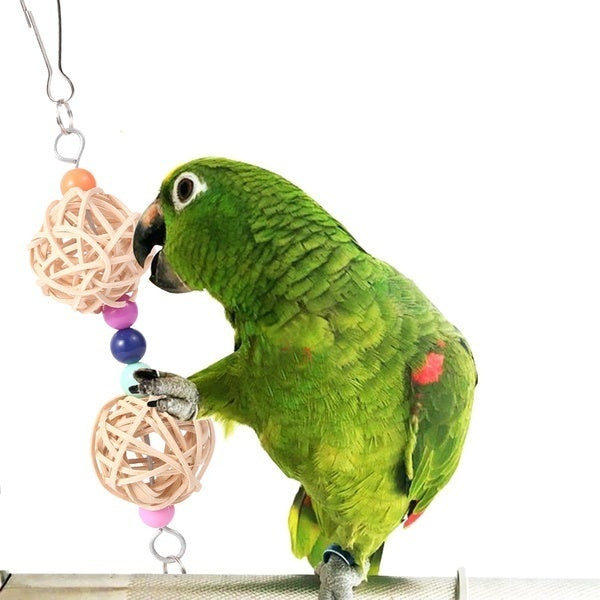 5 Packs Bird Swing Chewing Toys Parrot Toy Bird Cage Bell String Swing Bite Toys Parrot Hammock Bell Toys Bird Cage Hanging Toy with Wood Beads for Parakeets Cockatiels Conures Finches Budgie