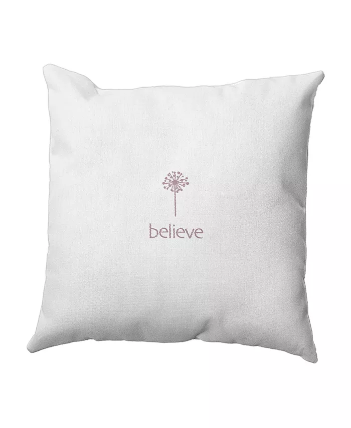 E by Design Make a Wish 16 Inch Light Purple Decorative Word Print Throw Pillow